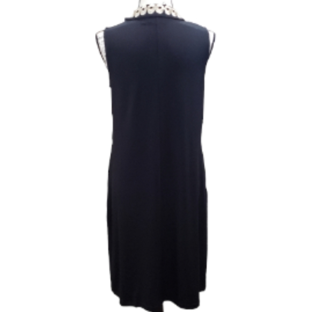 Nina Leonard Black Sleeveless Dress W/ Gold Detailing - Picture 4 of 7